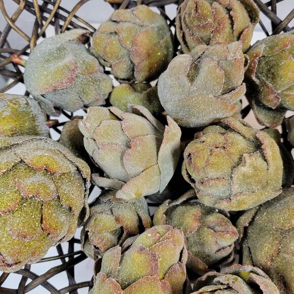 Vintage‎ Faux Artichokes Green Crystallized Farmhouse Kitchen Decor 21 pcs - Picture 2 of 11